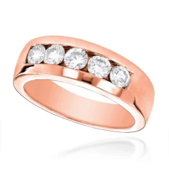 5 Stone 14K White Gold Men's Diamond Wedding Band 1ct -Outlet Bijou Lush Store 14k gold mens diamond wedding band 1ct p 22442 ro