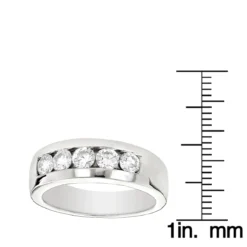 5 Stone 14K White Gold Men's Diamond Wedding Band 1ct -Outlet Bijou Lush Store 14k gold mens diamond wedding band 1ct p 22442 rulerwh