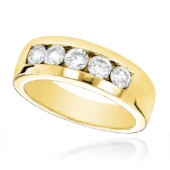 5 Stone 14K White Gold Men's Diamond Wedding Band 1ct -Outlet Bijou Lush Store 14k gold mens diamond wedding band 1ct p 22442 ye