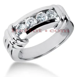 14K White Gold Men's Diamond Wedding Band 1ct 6.8mm