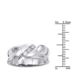 14K White Gold Men's Diamond Wedding Ring 0.24ct 5/16in. (8mm) -Outlet Bijou Lush Store 14k gold mens diamond wedding ring 024ct p 27448 rulerwh