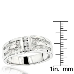 14K White Gold Men's Diamond Wedding Ring 0.24ct 8.7mm -Outlet Bijou Lush Store 14k gold mens diamond wedding ring 024ct p 27635 rulerwh