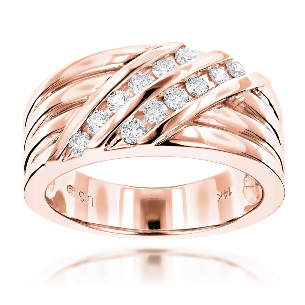 14K White Gold Men's Diamond Wedding Ring 0.48ct 5 14K White Gold Men's Diamond Wedding Ring 0.48ct - Image 3