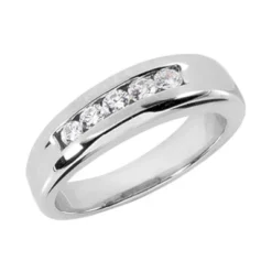 14K White Gold Men's Diamond Wedding Ring 0.50ct 7.5mm