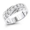 14K White Gold Men's Diamond Wedding Ring 0.91ct