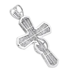 Hip Hop 14K White Gold Men's Large Diamond Cross Pendant 4ct -Outlet Bijou Lush Store 14k gold mens large diamond cross pendant 475ct p 6591 backwh