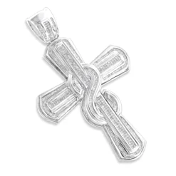 Hip Hop 14K White Gold Men's Large Diamond Cross Pendant 4ct