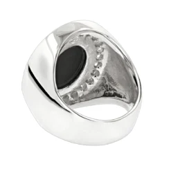 14K White Gold Men's Onyx Diamonds Ring 1ct -Outlet Bijou Lush Store 14k gold mens onyx diamonds ring 1ct p 27962 backwh