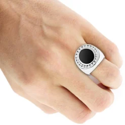 14K White Gold Men's Onyx Diamonds Ring 1ct -Outlet Bijou Lush Store 14k gold mens onyx diamonds ring 1ct p 27962 bodwh