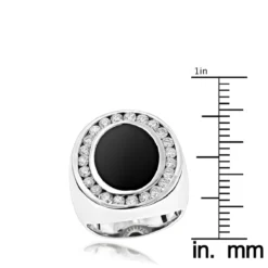 14K White Gold Men's Onyx Diamonds Ring 1ct -Outlet Bijou Lush Store 14k gold mens onyx diamonds ring 1ct p 27962 rulerwh