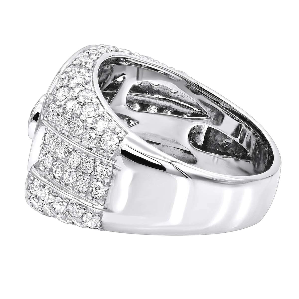 14K White Gold Men's Pave Round Diamond Ring 5.88ct 6 14K White Gold Men's Pave Round Diamond Ring 5.88ct - Image 4