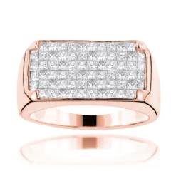 14K White Gold Men's Princess Cut Invisible Diamond Ring Unique Wedding Band 2ct -Outlet Bijou Lush Store 14k gold mens princess cut invisible diamond ring 372 p 6666 ro