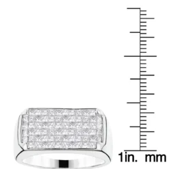 14K White Gold Men's Princess Cut Invisible Diamond Ring Unique Wedding Band 2ct -Outlet Bijou Lush Store 14k gold mens princess cut invisible diamond ring 372 p 6666 ruler