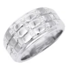 Unique 14K White Gold Men's Diamond Wedding Ring Round & Princess Diamonds 0.9ct