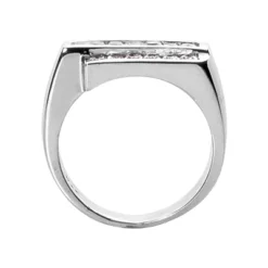 14K White Gold Men's Round & Baguette Diamonds Ring 0.97ct -Outlet Bijou Lush Store 14k gold mens round baguette diamonds ring 097ct p 27896 back white 20220426
