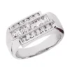14K White Gold Men's Round & Baguette Diamonds Ring 0.97ct -Outlet Bijou Lush Store 14k gold mens round baguette diamonds ring 097ct p 27896 white 20220426