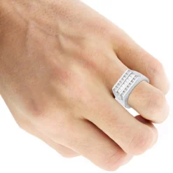 14K White Gold Men's Round & Baguette Diamonds Ring 1.60ct -Outlet Bijou Lush Store 14k gold mens round baguette diamonds ring 160ct p 27843 bodwh