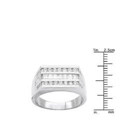14K White Gold Men's Round & Baguette Diamonds Ring 1.60ct -Outlet Bijou Lush Store 14k gold mens round baguette diamonds ring 160ct p 27843 ruler