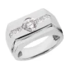 14K White Gold Men's Round & Princess Diamonds Ring 1.27ct