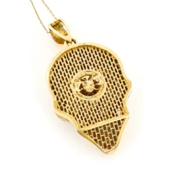 14K Yellow Gold Men's White Black Diamond Skull Pendant 9.17ct -Outlet Bijou Lush Store 14k gold mens white black diamond skull pendant 917ct p 191 backye