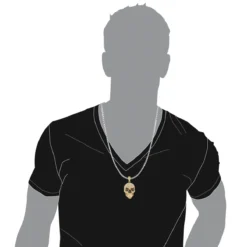 14K Yellow Gold Men's White Black Diamond Skull Pendant 9.17ct -Outlet Bijou Lush Store 14k gold mens white black diamond skull pendant 917ct p 191 bodye