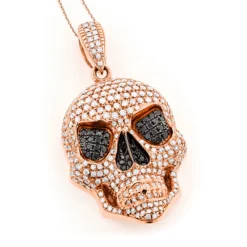 14K Yellow Gold Men's White Black Diamond Skull Pendant 9.17ct -Outlet Bijou Lush Store 14k gold mens white black diamond skull pendant 917ct p 191 ro