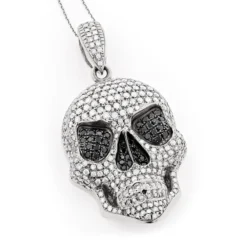 14K Yellow Gold Men's White Black Diamond Skull Pendant 9.17ct -Outlet Bijou Lush Store 14k gold mens white black diamond skull pendant 917ct p 191 wh