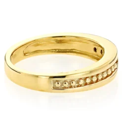 14K Yellow Gold Men's Women's Yellow Diamond Wedding Band 5 Stone Anniversary Ring -Outlet Bijou Lush Store 14k gold mens womens yellow diamond wedding band 5 stone anniversary ring backye