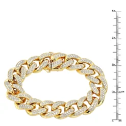 14K Yellow Gold Miami Cuban Link Chain Diamond Bracelet For Men 11.05ct -Outlet Bijou Lush Store 14k gold miami cuban link chain diamond bracelet for men 1105ct rulerye