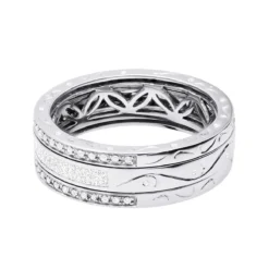 14K White Gold Ornamented Men's Diamond Wedding Band 0.65ct -Outlet Bijou Lush Store 14k gold ornamented mens diamond wedding band 065ct backwh