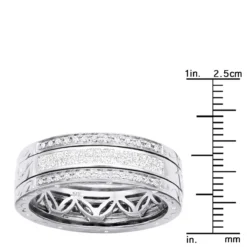 14K White Gold Ornamented Men's Diamond Wedding Band 0.65ct -Outlet Bijou Lush Store 14k gold ornamented mens diamond wedding band 065ct rulerwh
