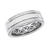 14K White Gold Ornamented Men's Diamond Wedding Band 0.65ct