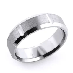 14K White Gold Ornamented Men's Wedding Band