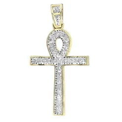 14K Yellow Gold Pave Ankh Diamond Cross Pendant For Men Egyptian Symbol Of Life -Outlet Bijou Lush Store 14k gold pave ankh diamond cross pendant for men egyptian symbol of life backye