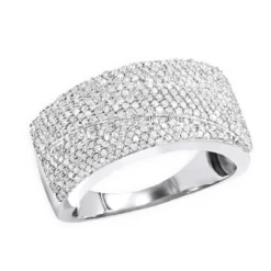 14K White Gold Pave Diamond Wedding Band 0.75ct