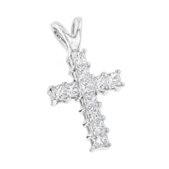 14K Yellow Gold Princess Cut Diamond Cross Pendant 0.55ct -Outlet Bijou Lush Store 14k gold princess cut diamond cross pendant 055ct p 26517 wh