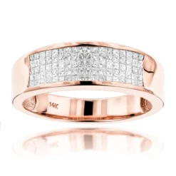 14K Yellow Gold Princess Cut Diamond Men's Wedding Ring 1.50ct -Outlet Bijou Lush Store 14k gold princess cut diamond mens wedding ring 150ct p 6671 ro