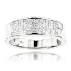 14K Yellow Gold Princess Cut Diamond Men's Wedding Ring 1.50ct -Outlet Bijou Lush Store 14k gold princess cut diamond mens wedding ring 150ct p 6671 wh