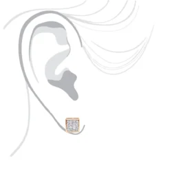 14K White Gold Princess Cut Diamond Stud Earrings 0.54ct -Outlet Bijou Lush Store 14k gold princess cut diamond stud earrings 054ct p 158 bodro