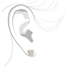 14K White Gold Princess Cut Diamond Stud Earrings 0.54ct -Outlet Bijou Lush Store 14k gold princess cut diamond stud earrings 054ct p 158 bodye