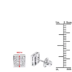 14K White Gold Princess Cut Diamond Stud Earrings 0.54ct -Outlet Bijou Lush Store 14k gold princess cut diamond stud earrings 054ct p 158 rulerwh