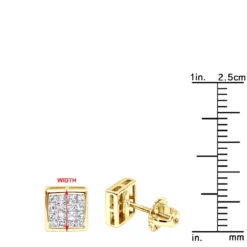 14K White Gold Princess Cut Diamond Stud Earrings 0.54ct -Outlet Bijou Lush Store 14k gold princess cut diamond stud earrings 054ct p 158 rulerye
