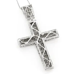 14K White Gold Princess Invisible Diamond Cross Pendant 7.53 -Outlet Bijou Lush Store 14k gold princess invisible diamond cross pendant 753 p 35767 backwh