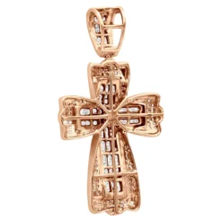 14K White Gold Princess & Round Diamond Cross Pendant 2.28ct -Outlet Bijou Lush Store 14k gold princess round diamond cross pendant 228ct p 6597 back rose 20220920