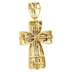 14K White Gold Princess & Round Diamond Cross Pendant 2.28ct -Outlet Bijou Lush Store 14k gold princess round diamond cross pendant 228ct p 6597 back yellow