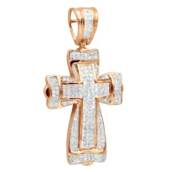 14K White Gold Princess & Round Diamond Cross Pendant 2.28ct -Outlet Bijou Lush Store 14k gold princess round diamond cross pendant 228ct p 6597 rose
