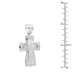 14K White Gold Princess & Round Diamond Cross Pendant 2.28ct -Outlet Bijou Lush Store 14k gold princess round diamond cross pendant 228ct p 6597 ruler white