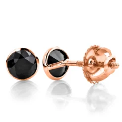 14K White Gold Round Black Diamond Stud Earrings Bezel 1/2ct -Outlet Bijou Lush Store 14k gold round black diamond stud earrings bezel 12ct p 6224 ro