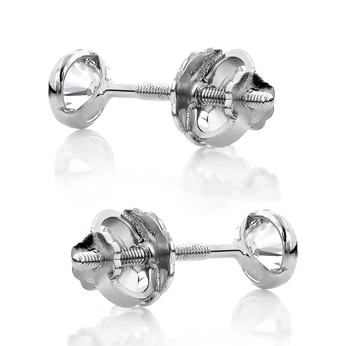 14K White Gold Round Diamond Bezel Stud Earrings 0.40ct 6 14K White Gold Round Diamond Bezel Stud Earrings 0.40ct - Image 4