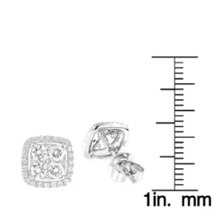 14K White Gold Round Diamond Cluster Earrings Studs 1.5ct By Luxurman -Outlet Bijou Lush Store 14k gold round diamond cluster earrings studs 16ct by luxurman rulerwh